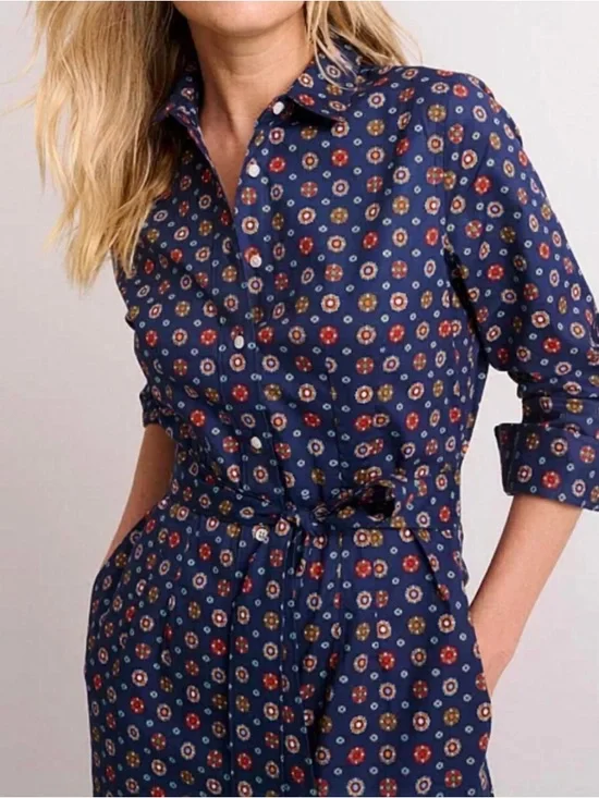 UNTUCKit "Sydney" Navy Stretch Cotton Shirtdress Sz 8 Like NEW - Picture 2 of 13